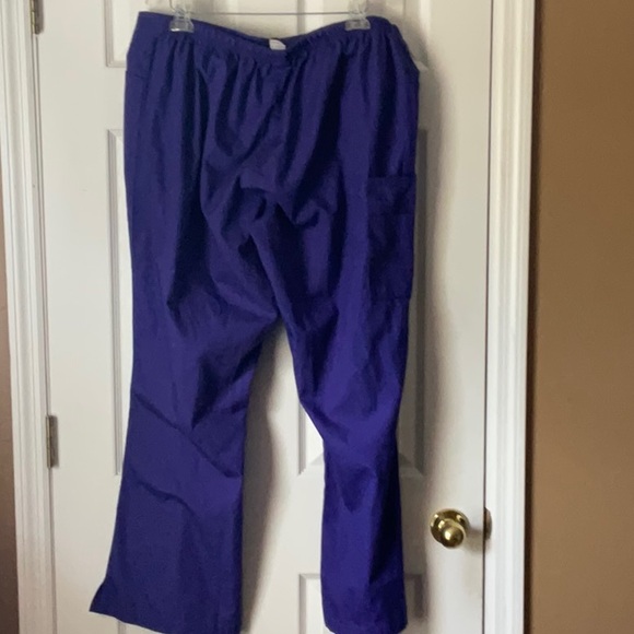 Wonderwink Women’s 5026 Plus Size Flare Drawstring EggPlant Scrub Pants Size 2XL - Picture 2 of 14